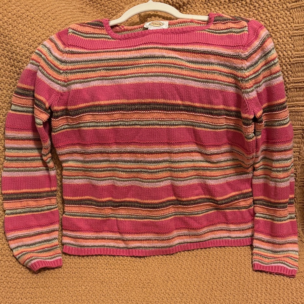 Talbots Striped Pink Multicolor Knit Sweater